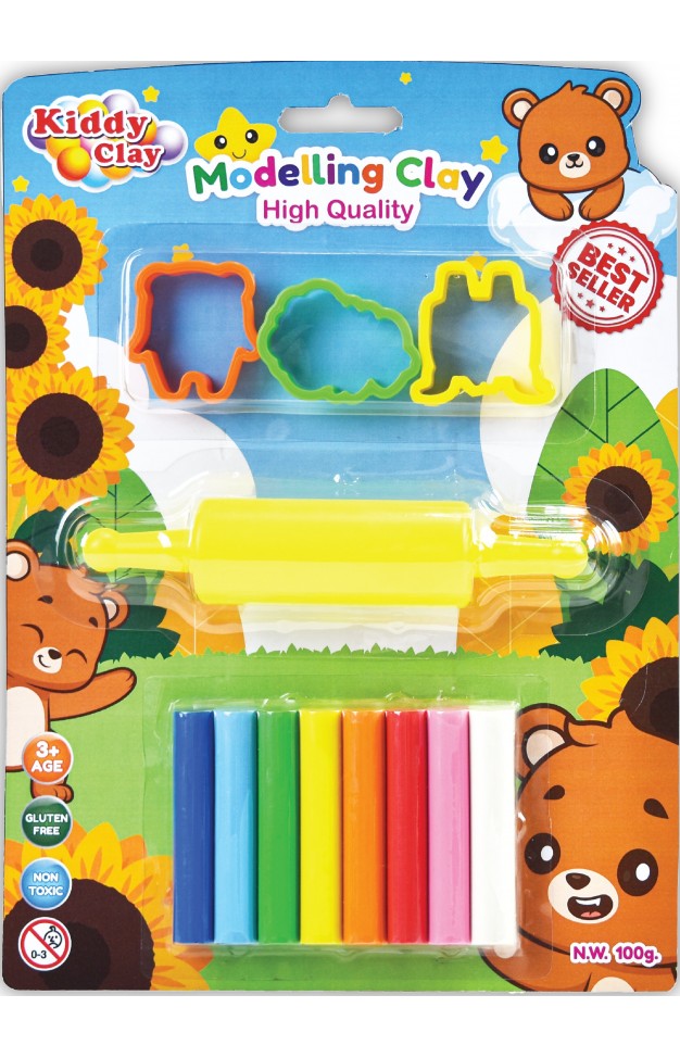 Kiddy Clay Modeling 8 Colors  3 Cutter 1 Roller